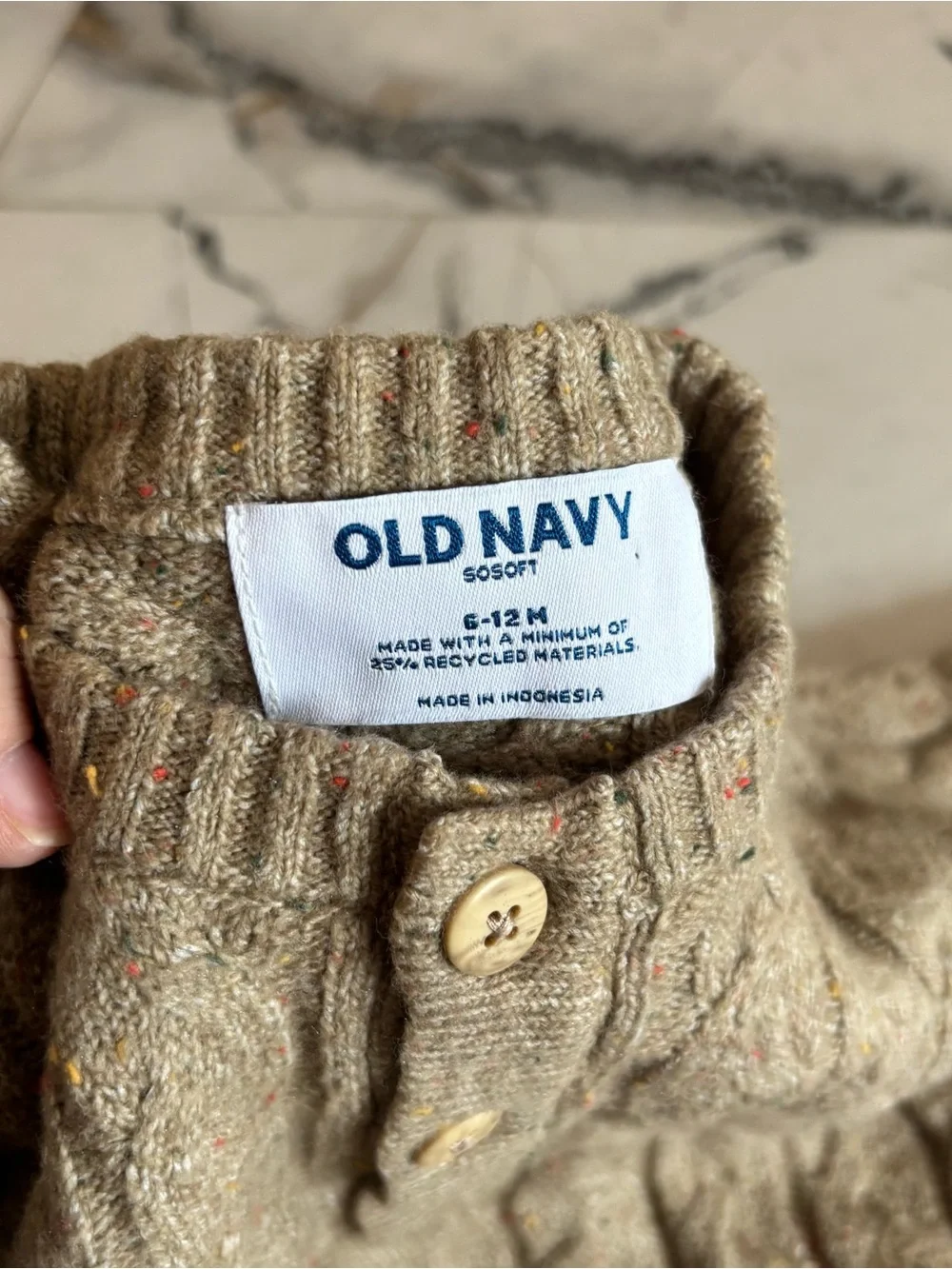 Old Navy Beige Cable Knit Baby Romper